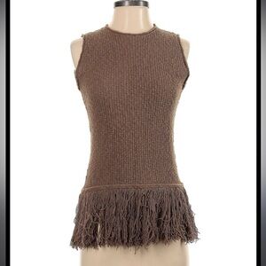 W by Worth Brown Ribbed Sleeveless Tank Top